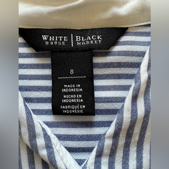 WHBM - Long Sleeve Blue Striped Shirt Button Down - Picture 5 of 9